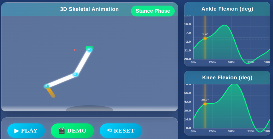 Enhanced Interactive Gait Analysis Simulation