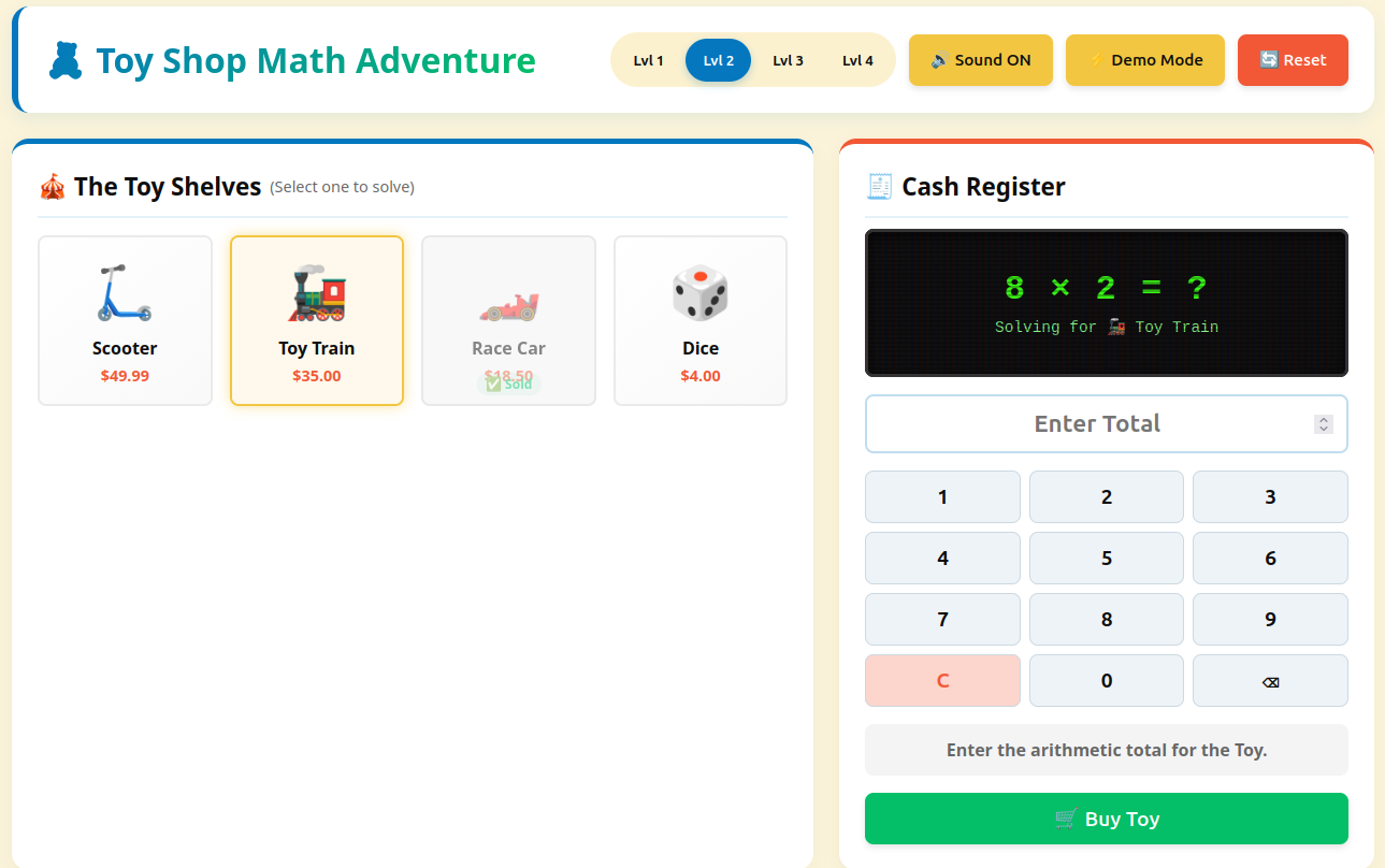 Toy Shop Math Game - Interactive Educational Playroom
