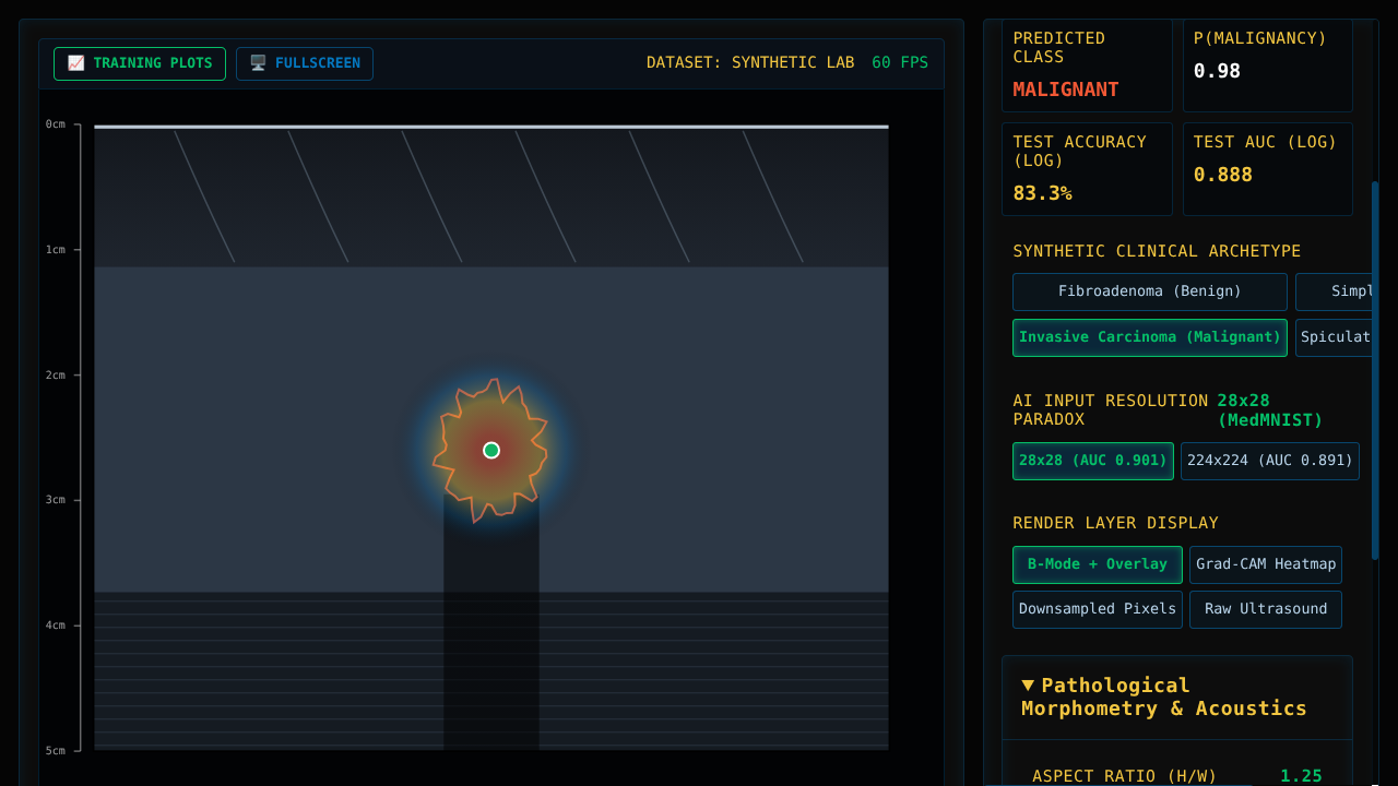 BreastMNIST AI Diagnostic Visualizer - Interactive Ultrasound Physics Laboratory